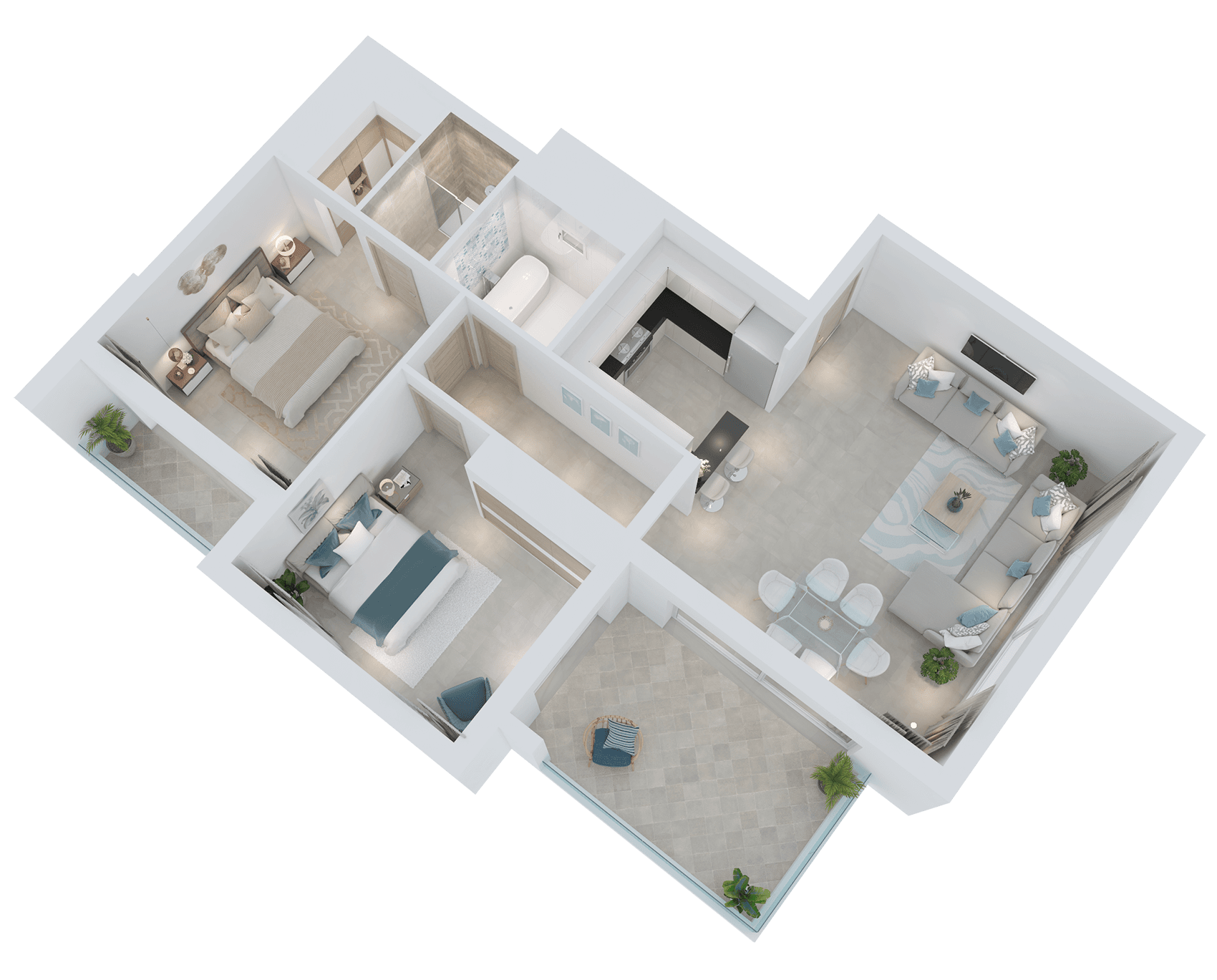 Plan axonométrique Appartement S+2